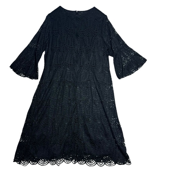 Dress Womens Black Lace Size 18w Overlay 3/4 Bell Sleeves Feminine Romantic - Picture 3 of 12